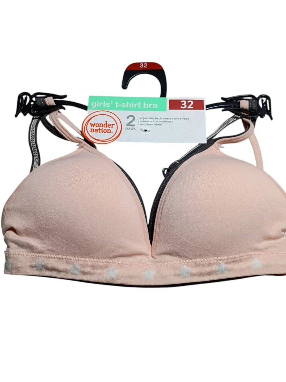 Wonder Nation Girls Seamless T-Shirt Bra 2-Pack - Size 32